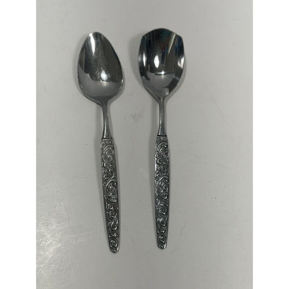 2 Pc Spoons United Silver US158 US 158 Stainless Flatware Vintage See Pictures - Picture 1 of 6